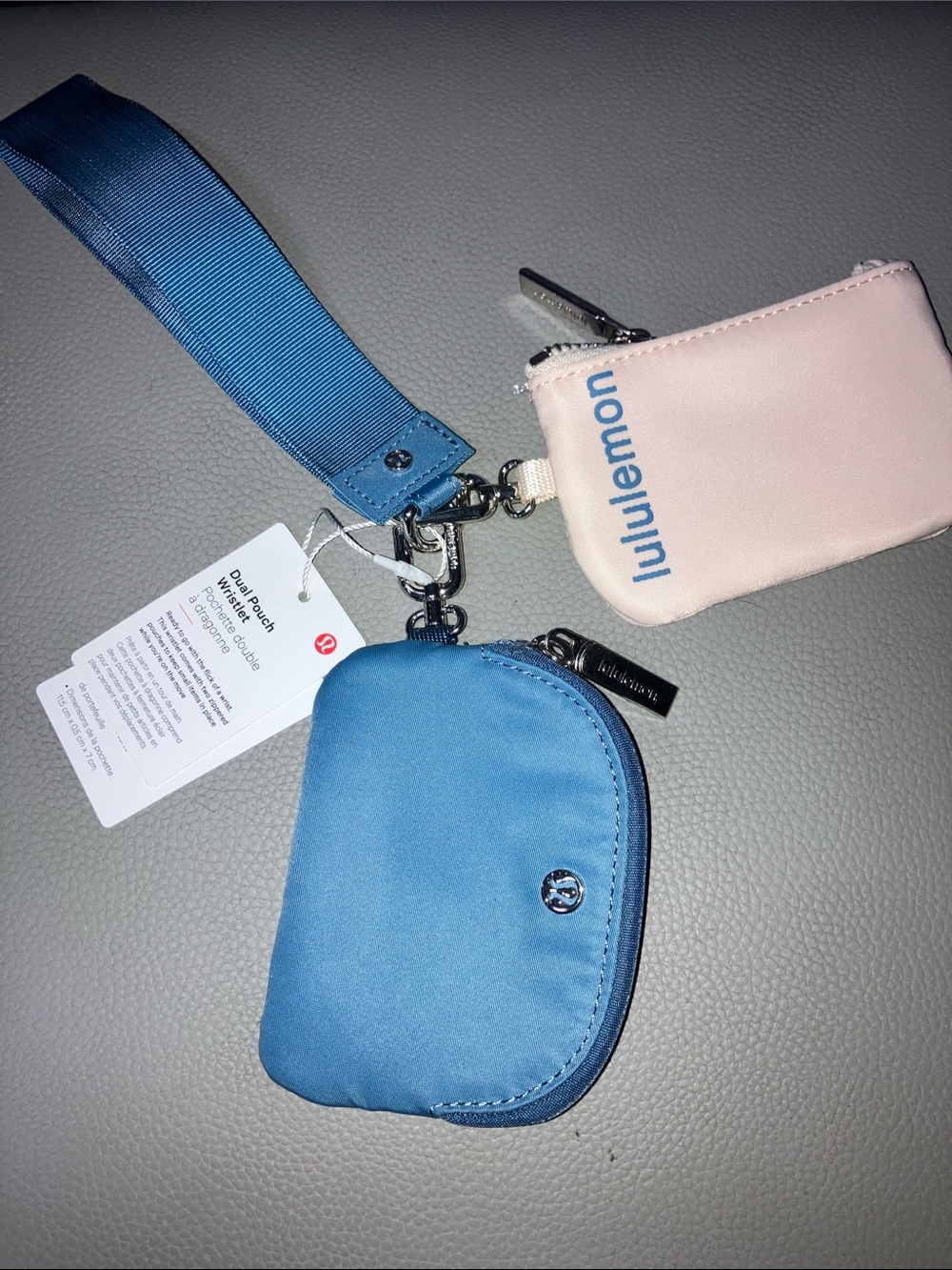 lululemon athletica Dual Pouch Keychain in Blue and Pale Pink